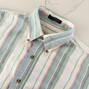 Vintage BD Baggies Mens Large Pastel Striped Button Down Cotton USA 80/90'sRetro